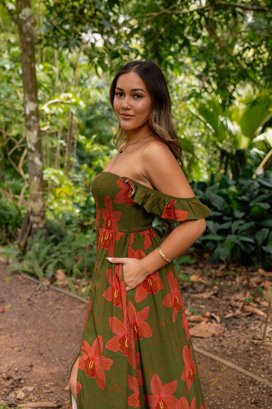 Lani Dress in Green Orchid